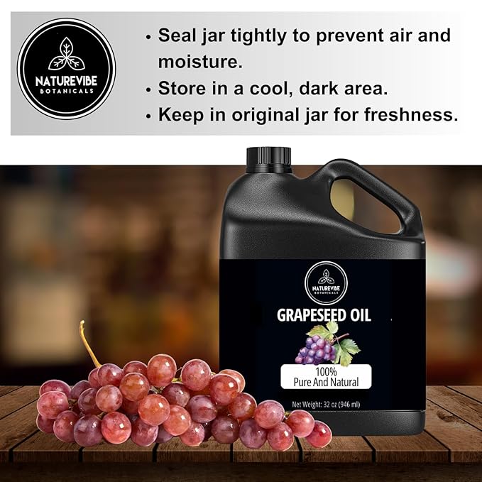 Naturevibe Botanicals Grapeseed Oil 32 Ounces | 100% Pure and Natural | Great for Skin Care and Hair Care-Velvo Beauty
