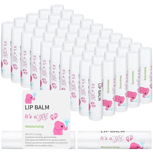 50 Pcs Pink Elephant Favors Baby Shower Lip Balm Party Supplies Bulk for Girls Guests It's a Girl Baby Shower Gifts Gender Reveal Favors Prizes Souvenirs Winners Thank You Appreciation Gifts-Velvo Beauty
