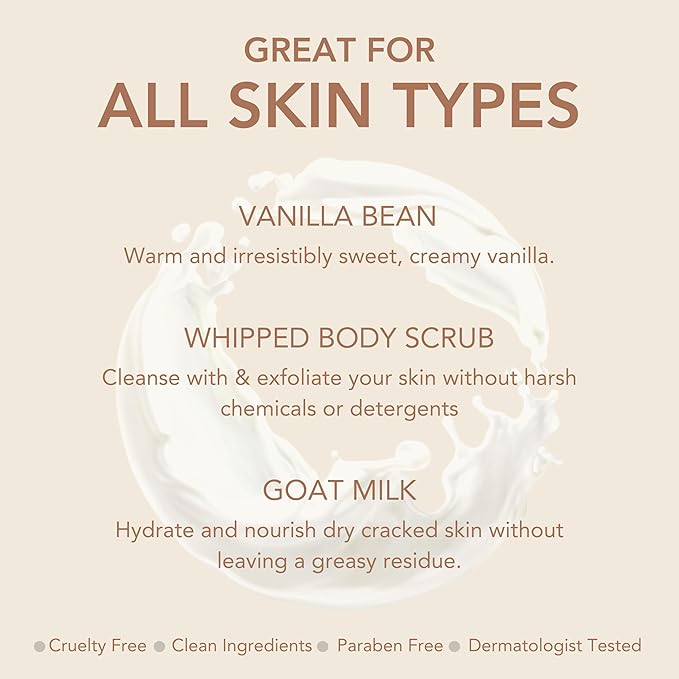 Dionis - Goat Milk Skincare Vanilla Bean Scented Sugar Scrub & Lotion Set (6 oz and 8.5 oz) - Made in the USA - Cruelty-free and Paraben-free-Velvo Beauty