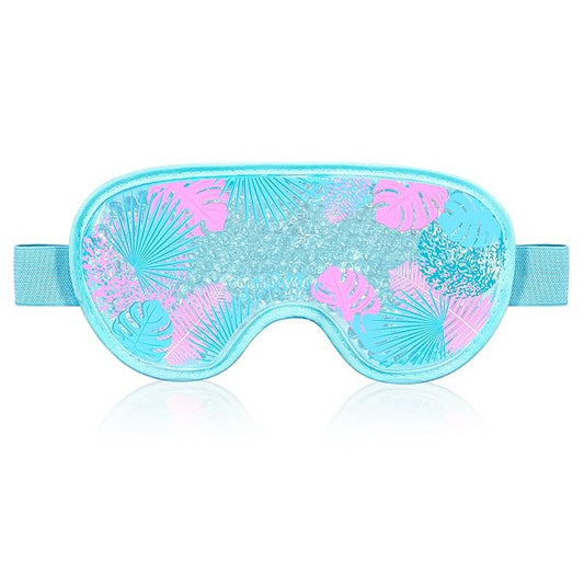 Cooling Eye Mask Gel Eye Mask, Reusable Hot Cold Therapy cold eye mask for Post Surgery, Puffiness, Dark Circles, Eye Bags, Dry Eyes, Migraines with Soft Plush Backing (Leaves)-Velvo Beauty
