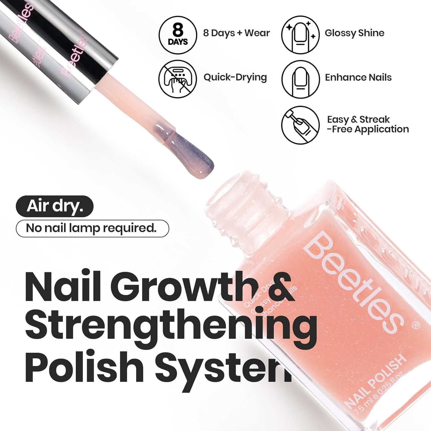 Beetles Nail Polish Set, 6 Colors Nude Nail Polish Kit Shimmer Nude Jelly Pink Champagne Mist Quick Dry Fingernail Polish Gifts for Women Salon DIY Manicure Kit-Velvo Beauty