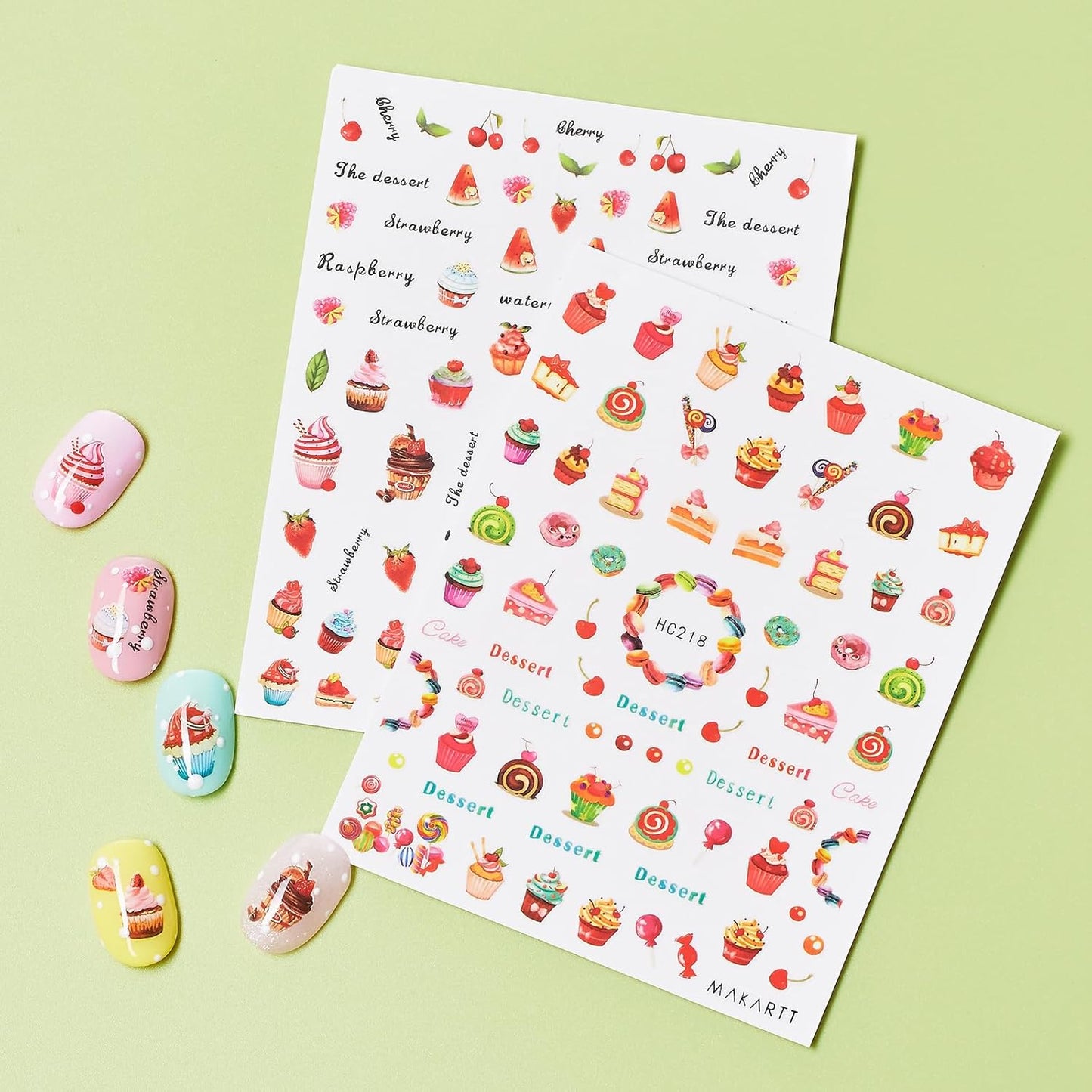 Makartt Nail Decorating Kit, 10pcs Designer Nail Stickers, Cute Dessert Nail Art Decor for DIY Manicure, Salon Accessories for Creative Nails Designs-Velvo Beauty