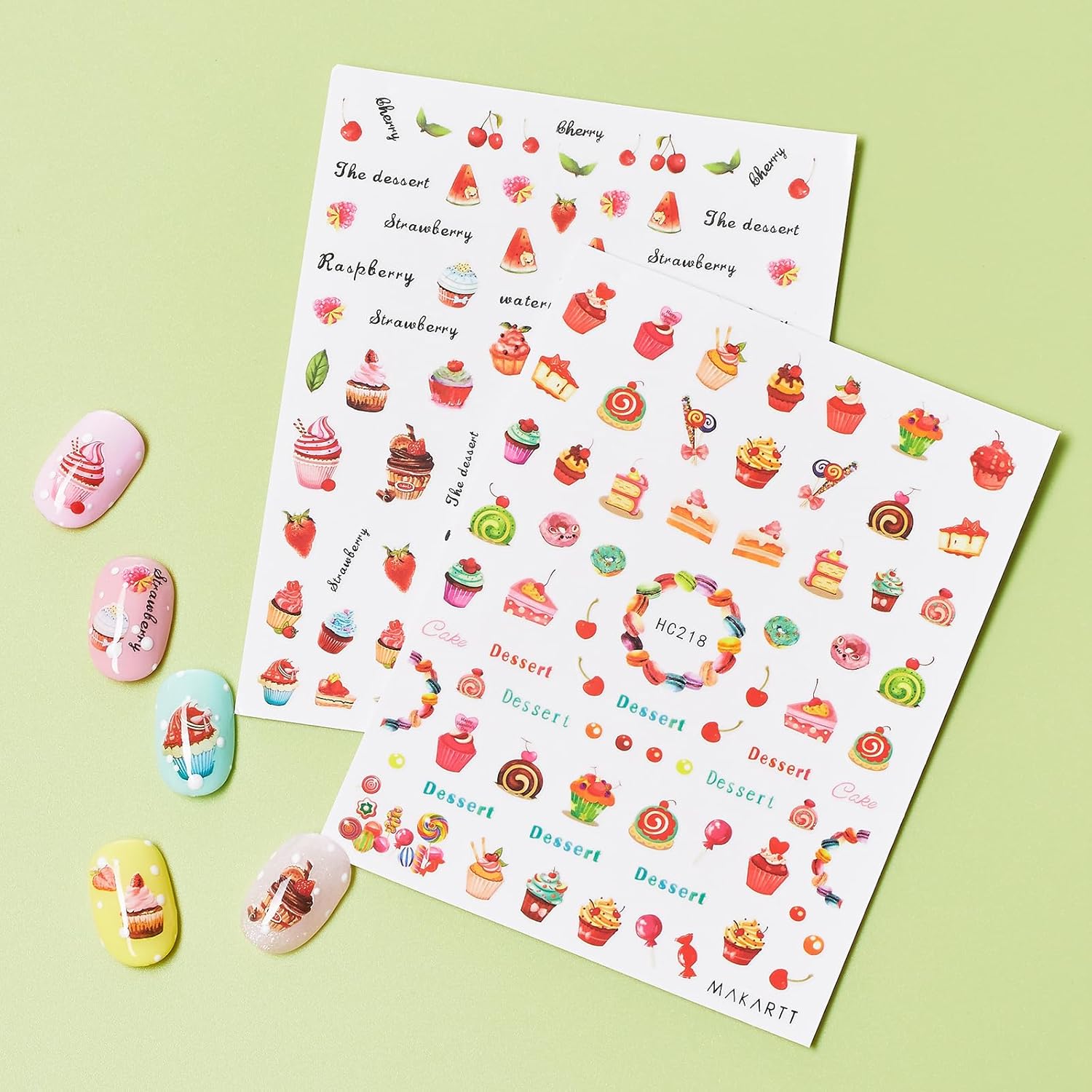 Makartt Nail Decorating Kit, 10pcs Designer Nail Stickers, Cute Dessert Nail Art Decor for DIY Manicure, Salon Accessories for Creative Nails Designs-Velvo Beauty