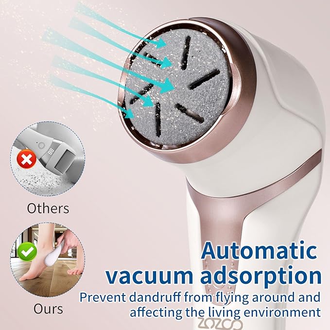 Electric Foot Callus Remover with Dander Vacuum, Rechargeable Waterproof Professional Portable Pedicure Tool, 3 Roller & 2 Speeds Electric Foot File Kit for Care of Dead Skin,Chapped,Callus,Cracks-Velvo Beauty
