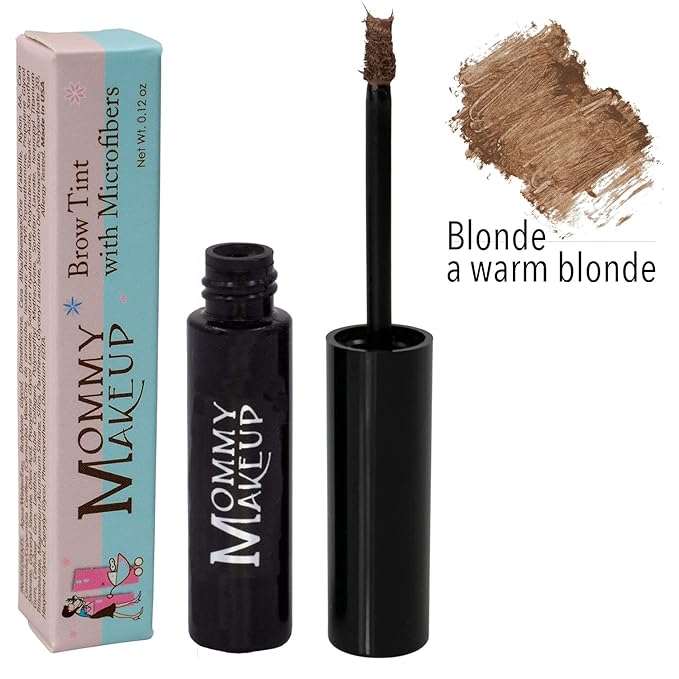Brow Tint with Microfibers - 4-in-1 Tinted Eyebrow Gel to Groom, Hold, Sculpt & Color Your Brows, Covers Gray Hair - Water Resistant, Clump-Free, Long Lasting (Blonde) by Mommy Makeup-Velvo Beauty