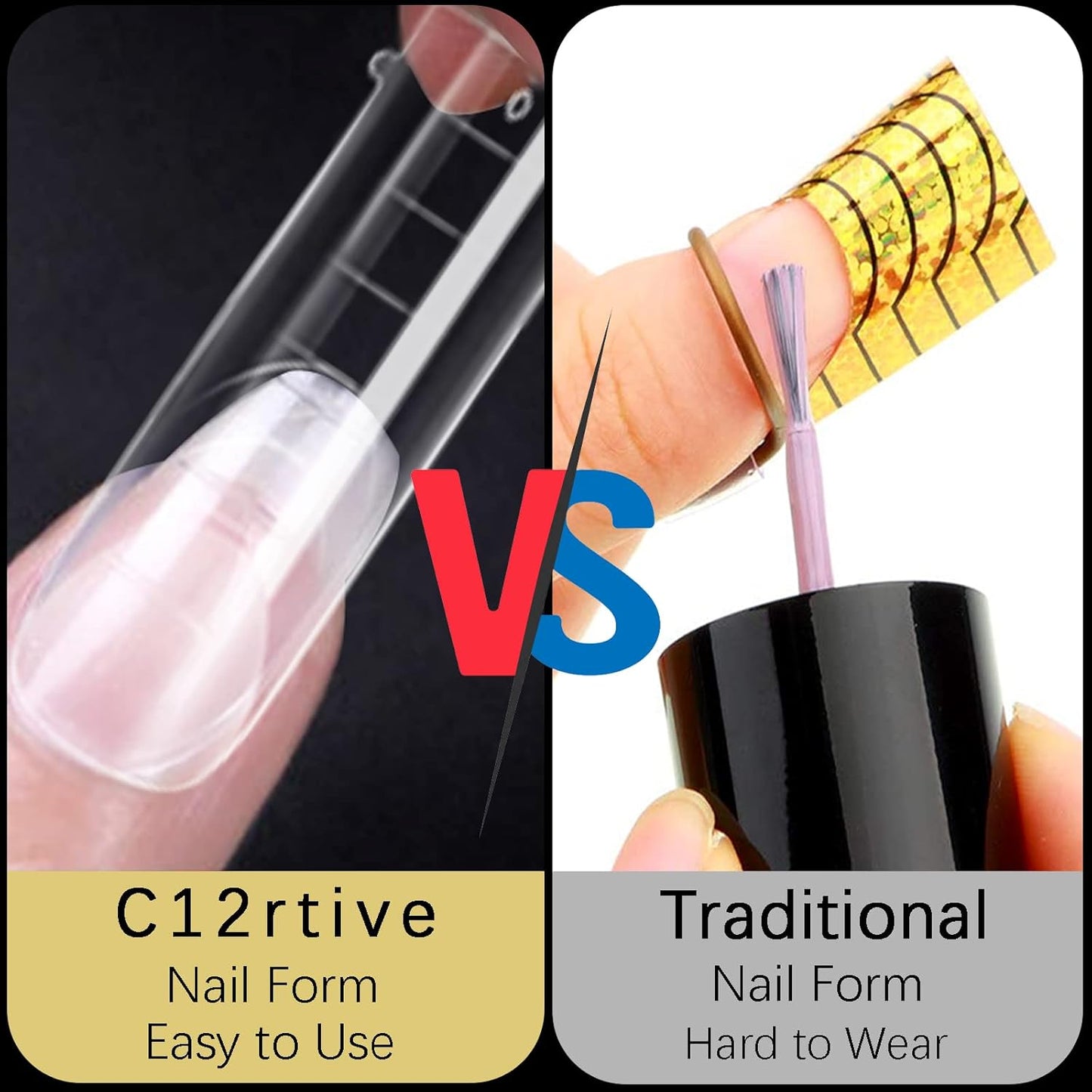 120 Pcs Dual Nail Forms,Matte Square & C-Curved Extension Poly Nail Gel Nail Molds 12 Sizes for Gel Glue, Full Cover Nail Art Design Salon & DIY-Velvo Beauty