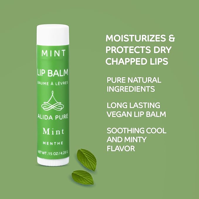 Mint Lip Balm Collection, Vegan Lip Balm Set, Beeswax Free, with Avocado Oil, Organic Jojoba Oil, and Vitamin E, Natural Moisturizer for Dry, Chapped Lips, 3 Tube Set-Velvo Beauty