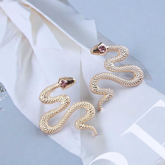 Vintage Snake Stud Earrings Gold Snake Drop Earrings Gothic Serpent Earrings Punk Viper Cobra Earrings Jewelry for Women and Girls-Velvo Beauty