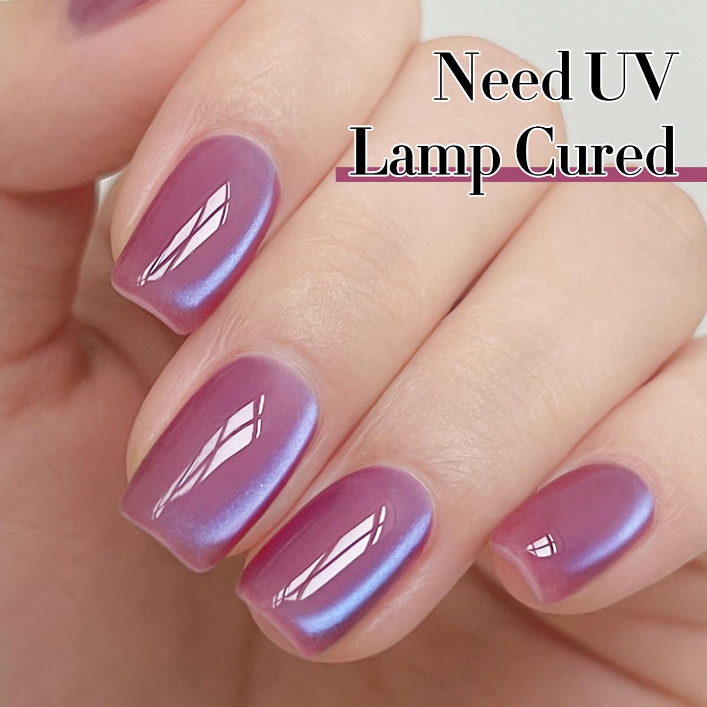 Double Rhythm 15ML Ice Glass Cat Eye Gel Polish with Magnet Holographic Glitter Shimmer Translucent Sheer Color Salon Soak Off Magnetic Nail at Home (Rose Violet-MC1131)-Velvo Beauty