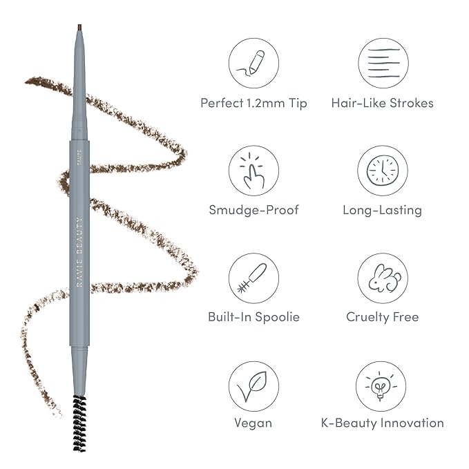 Easy Everyday™ Brow Pencil - Best Eyebrow Pencil for Women, Smudge Proof Hair-Like Strokes, 1.2mm Precision Tip with Spoolie, Vegan (Taupe)-Velvo Beauty