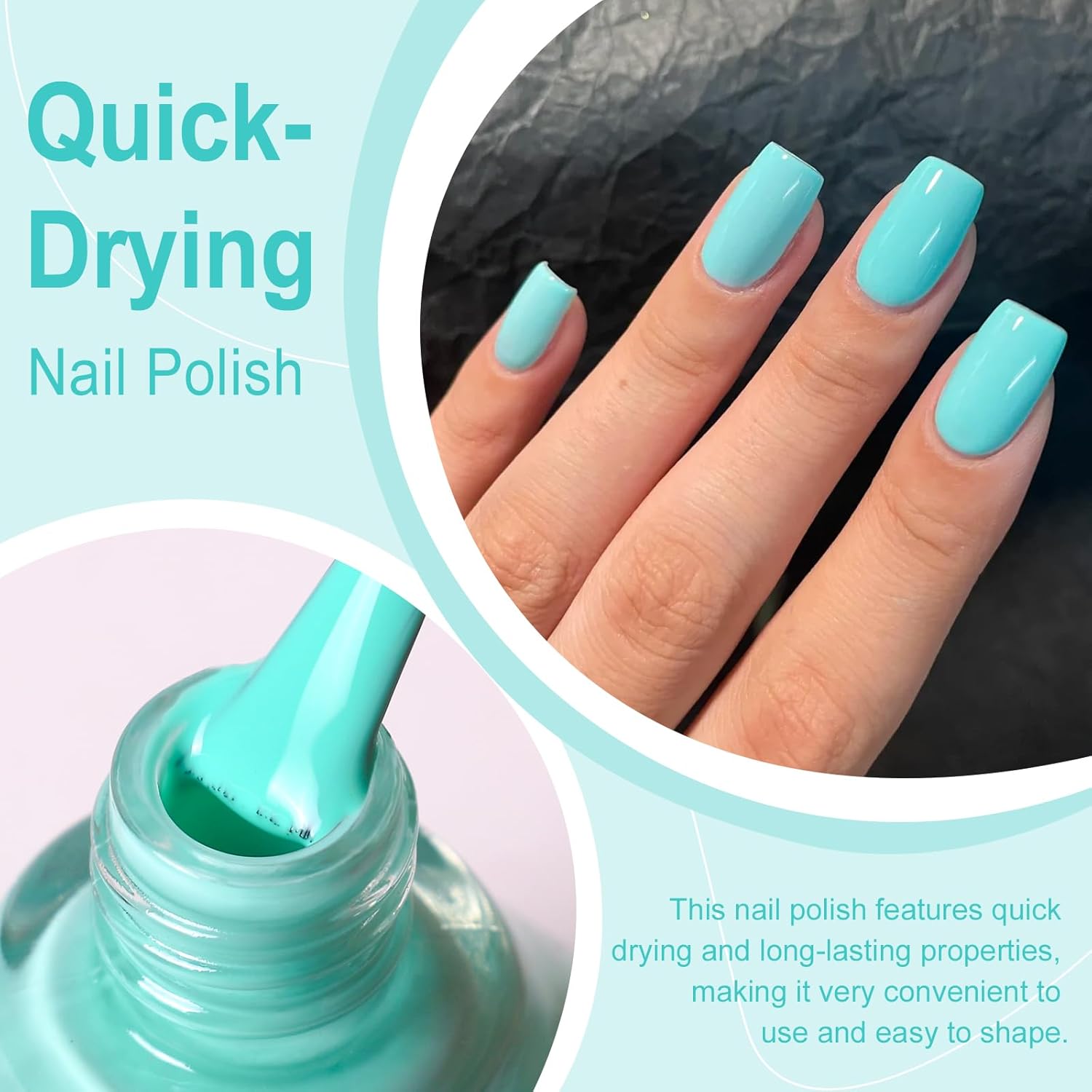 Major Dijit Bright Cyan Quick Dry Regular Nail Polish - Nail Art Lacquer, 0.41 Fl Oz-Velvo Beauty