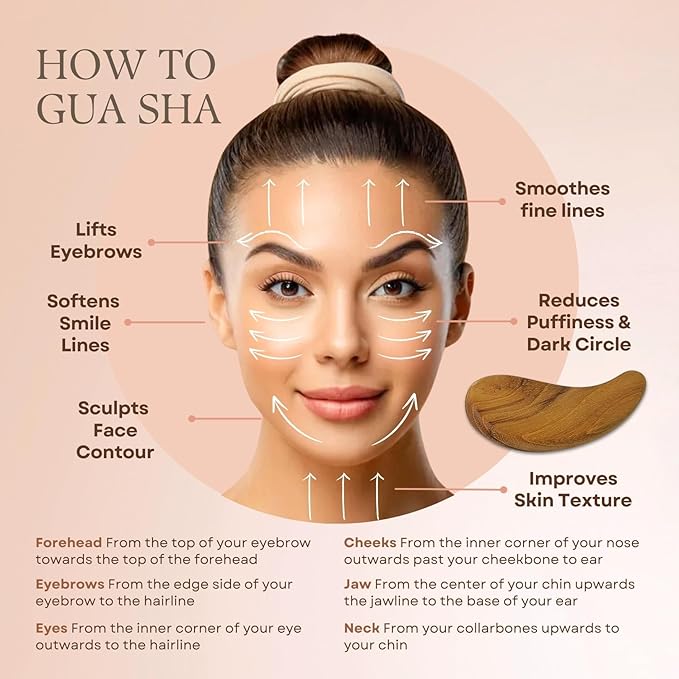 Teak Wood Gua Sha Facial Tool for Face and Body Massage, Anti-Aging Reduce Puffiness Wrinkles Shape Jawline Skincare Routine Treatment, Wooden Gua Sha Massager with Travel Pouch for Gift Set-Velvo Beauty