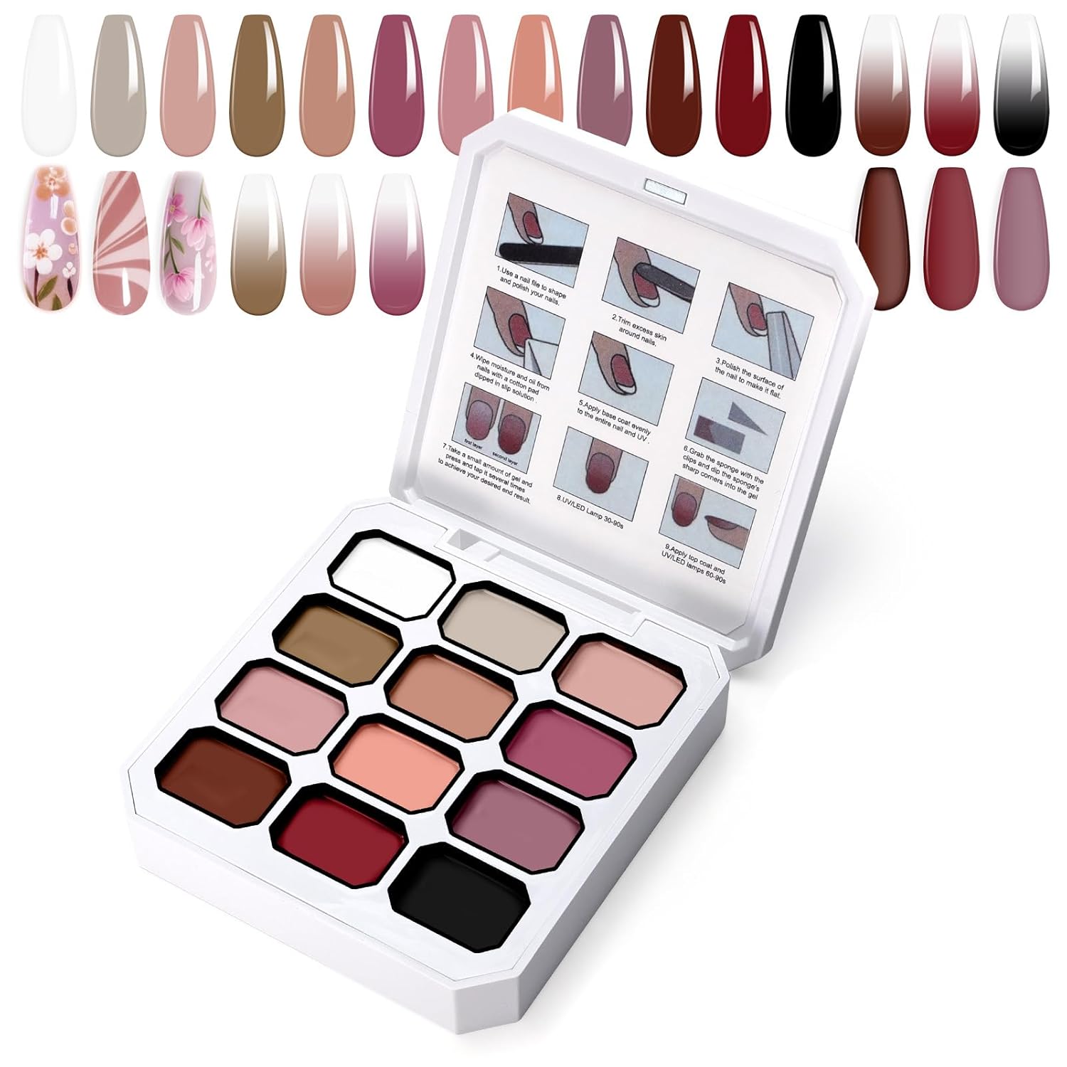 Gradient Painting Gel, 12 Colors Ombre Nail Polish for Pigmented Pat Painting Gel French Manicure No-wipe Soak of UV DIY Art Home Salon Palette Palette Velvet Sonnet-Velvo Beauty