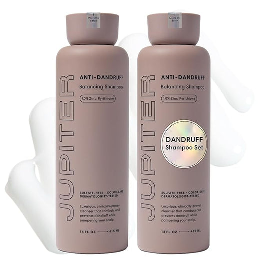 Jupiter Balancing Anti Dandruff Shampoo Duo, for Women & Men, Physician-Formulated for Flaky, Itchy, Oily, Dry Scalp, & Paraben-Free, Anti-Dandruff Shampoo with Zinc, 2 pack, 14 fl oz ea-Velvo Beauty