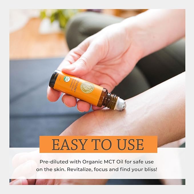 Silk Road Organic Citrus Glow Essential Oil Revive Blend Roll On, 100% Pure USDA Certified Citrus & Vanilla - Uplifting, & Energizing - 10 ml Roller - Always Pure, Always Organic-Velvo Beauty