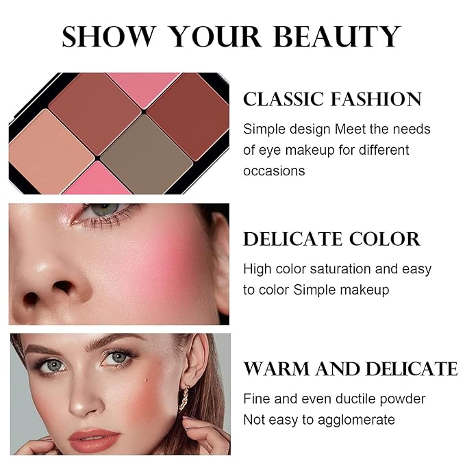 12 Colors Blush Palette,Highlighter Blush Powder Makeup,Long-Wearing,Smudge Proof,Natural-Looking,Blendable Cruelty-Free Matte Finish,Contour and Highlight Blush Palette Face Cosmetics Makeup-Velvo Beauty