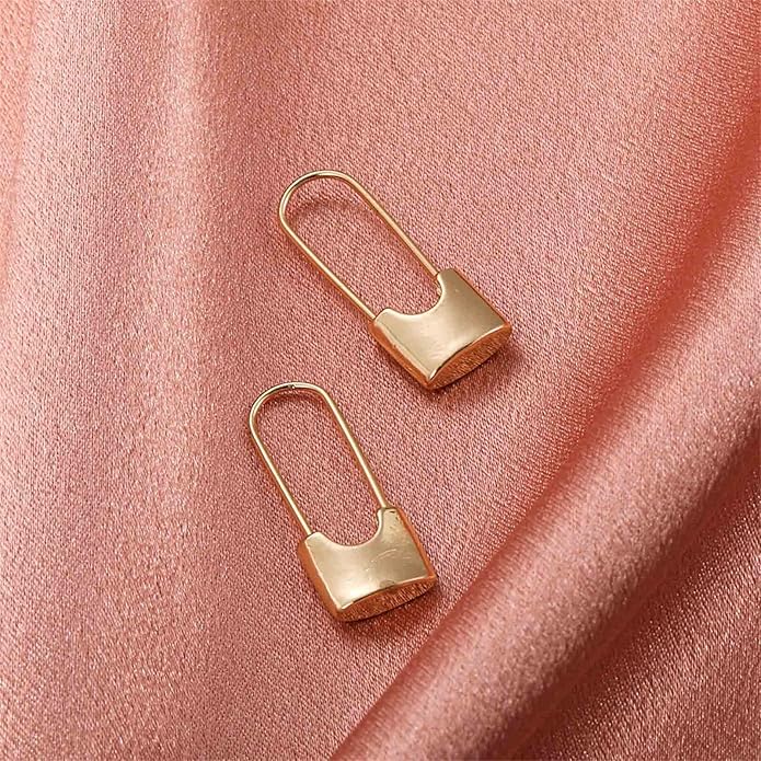 Boho Lock Hoop Earrings Safety Pin Hoop Earrings Gold Lock Huggies Hoop Earrings Personlized Padlock Earrings Jewelry for Women and Girls-Velvo Beauty
