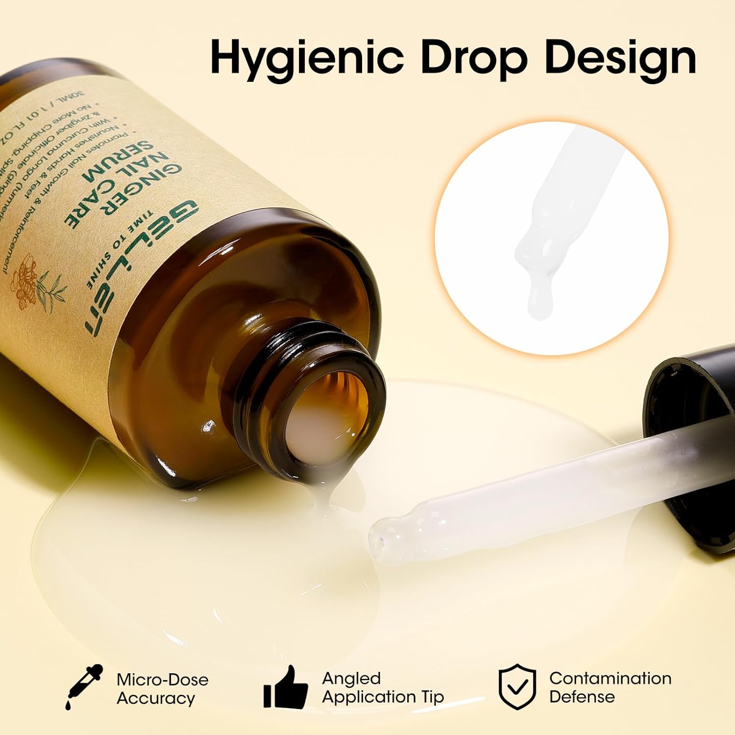 Gellen 30ml Ginger Nail Growth Serum for Nail Strengthener and Growth, Nail Repair Treatment for Weak Brittle Splitting Damaged Nails, Hydrated & Nourished Nail Care Solution for Hands & Feet-Velvo Beauty