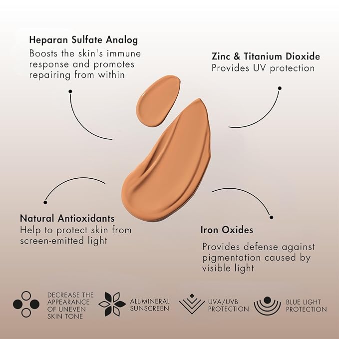 Senté Even Tone Mineral Sunscreen Tinted | SPF 36 Medium-Dark | Hydrating, Lightweight Sun Protection Treatment for Redness & Discoloration | UVA/UVB & Blue Light Defense | 1.7 oz-Velvo Beauty