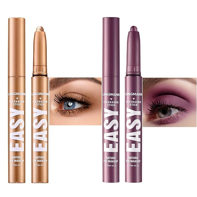 Jolilab Eyeshadow Stick, 2 Colors Matte Professional Bright-Colored Contouring and Highlight Stick, Cream Waterproof Long Lasting High Pigmented Eye Shadow.-Velvo Beauty