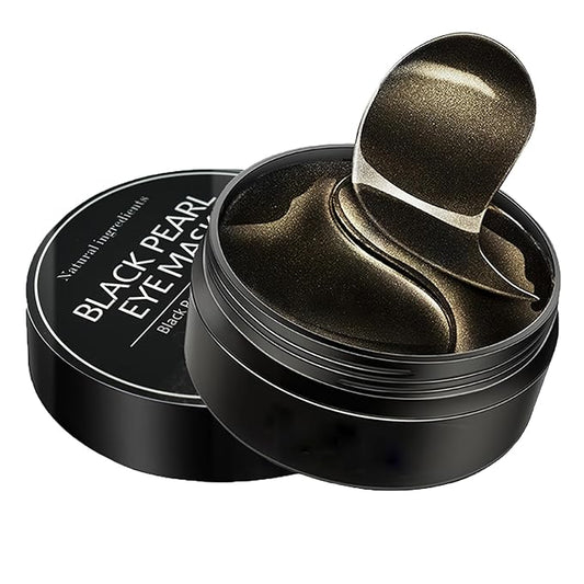 60 Pcs Under Eye Patches, 24K Gold Eye Masks, Collagen Anti Aging Eye Gel Pads, Moisturizing Eye Treatment for Puffy Eyes, Dark Circles, Wrinkles, Fine Lines, BLACK PEARL-Velvo Beauty