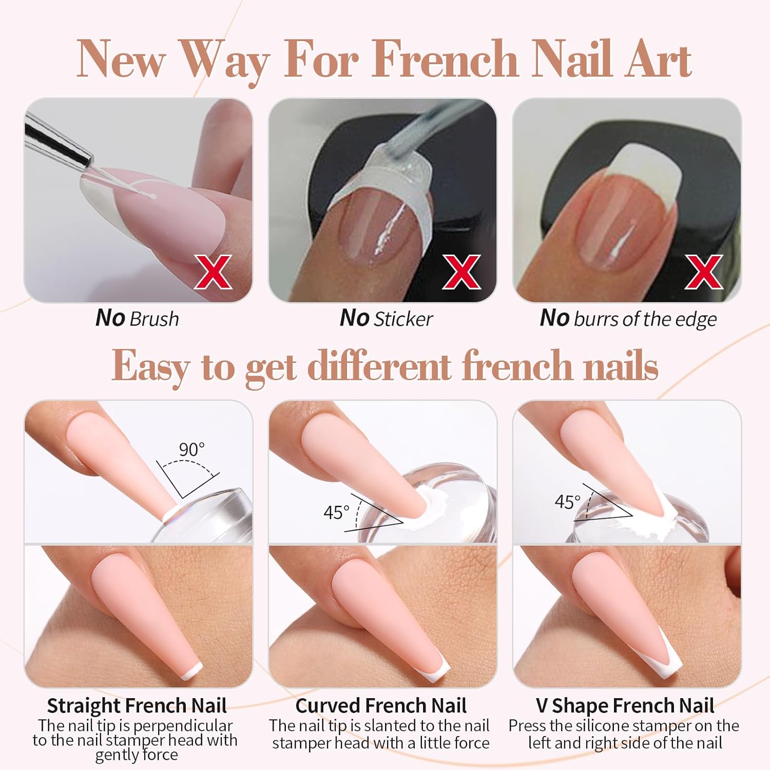 Born Pretty French Manicure Kit, Nail Stamper and 2Pcs Gel Nail Polish, Include Jelly Natural Pink White Colors for French Tip, U V Light Cure-Velvo Beauty