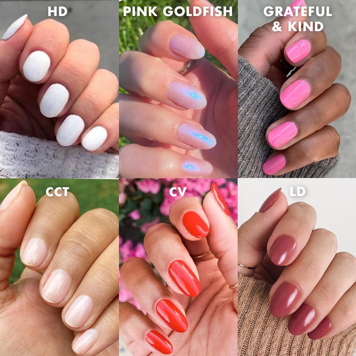 Olive & June Long Lasting Nail Polish Set | Includes 6 Chip-Resistant Shades (Pink Goldfish, HD, Grateful & Kind, CCT, LD, CV) + Top Coat | Vegan, Cruelty-Free | Salon-Quality at Home-Velvo Beauty