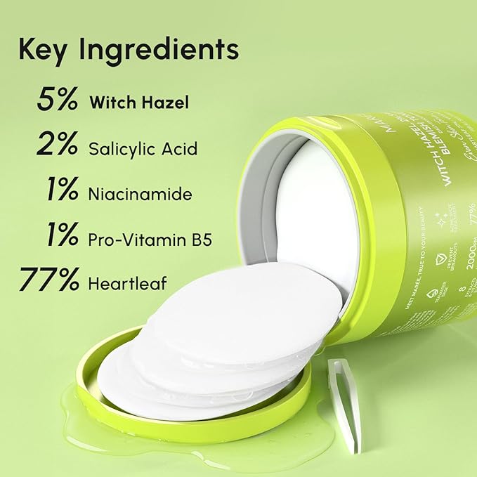 MAREE Blemish Toner Polishes - Daily Facial Radiance Toner Polish - Witch Hazel Pads Acne Face Toning - Acne Skin Care with BHA Salicylic Acid - Blemish Clearing Witch Hazel Wipes-Velvo Beauty