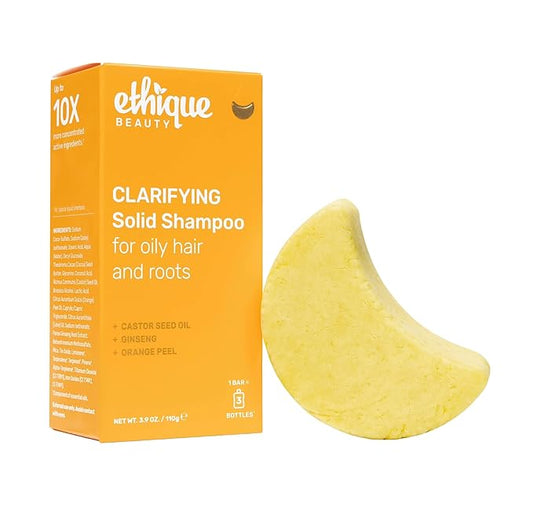 Ethique Clarifying Shampoo Bar for oily hair with Castor Oil - Plastic-Free, Vegan, Cruelty-Free, 3.88 oz - Formerly St. Clements-Velvo Beauty
