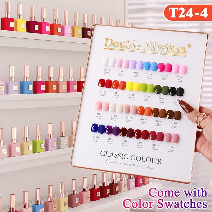 Double Rhythm 28Pcs 0.5Oz Gel Nail Polish Set Same Color Same Bottle Soak Off Gel Polish Kit Nail Art Manicure Salon DIY at Home for Women (Red Pink Collection-T24-4)-Velvo Beauty