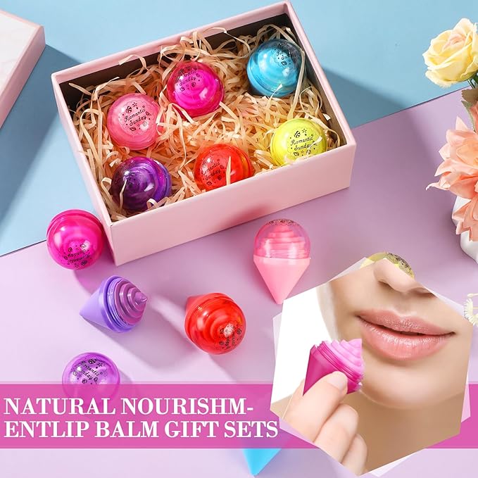 48 Pcs Ice Cream Party Decorations Lip Balm New School Classroom Gift for Preschool Toddler Back to School Exchange Party Favors Fruit Taste Lip Care Gift Birthday Gift Moisturizing Lip Balms-Velvo Beauty