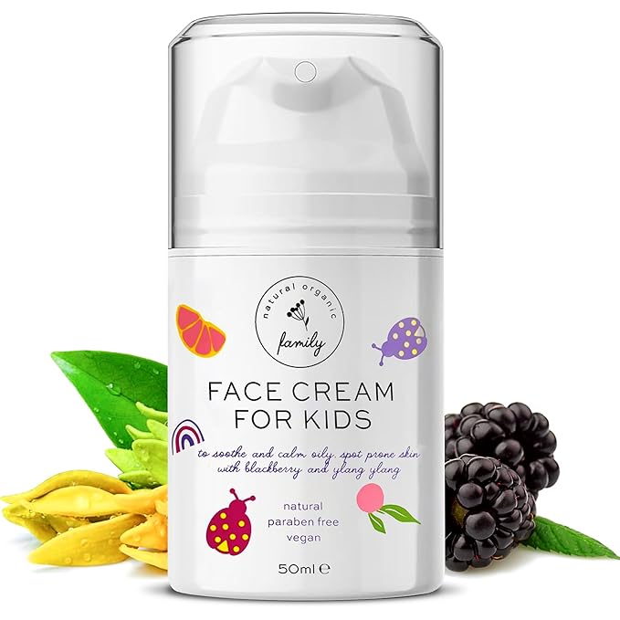 Gentle Face Cream Moisturizer for Kids and Preteens – Nourishing and Calming for All Skin Types – Natural Ingredients: Hyaluronic Acid and Vitamin E - Made in UK 50ml-Velvo Beauty
