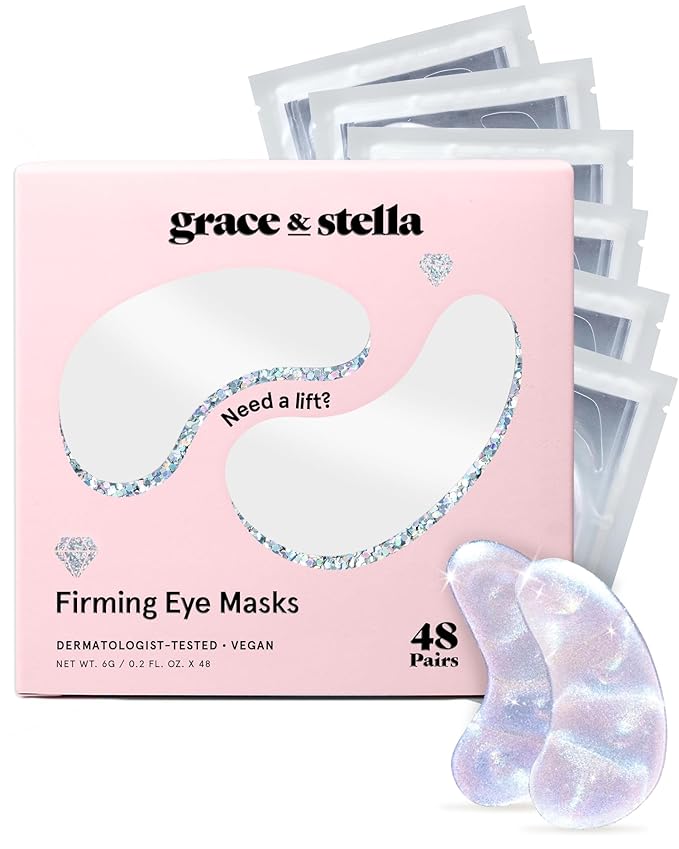 grace & stella Peptide Under Eye Patches with Niacinamide & Rice Extract - Firming Eye Masks for Dark Circles and Puffiness - Gel Mask for Firmer-Looking Skin - Vegan, Cruelty-Free (White, 48 Pairs)-Velvo Beauty