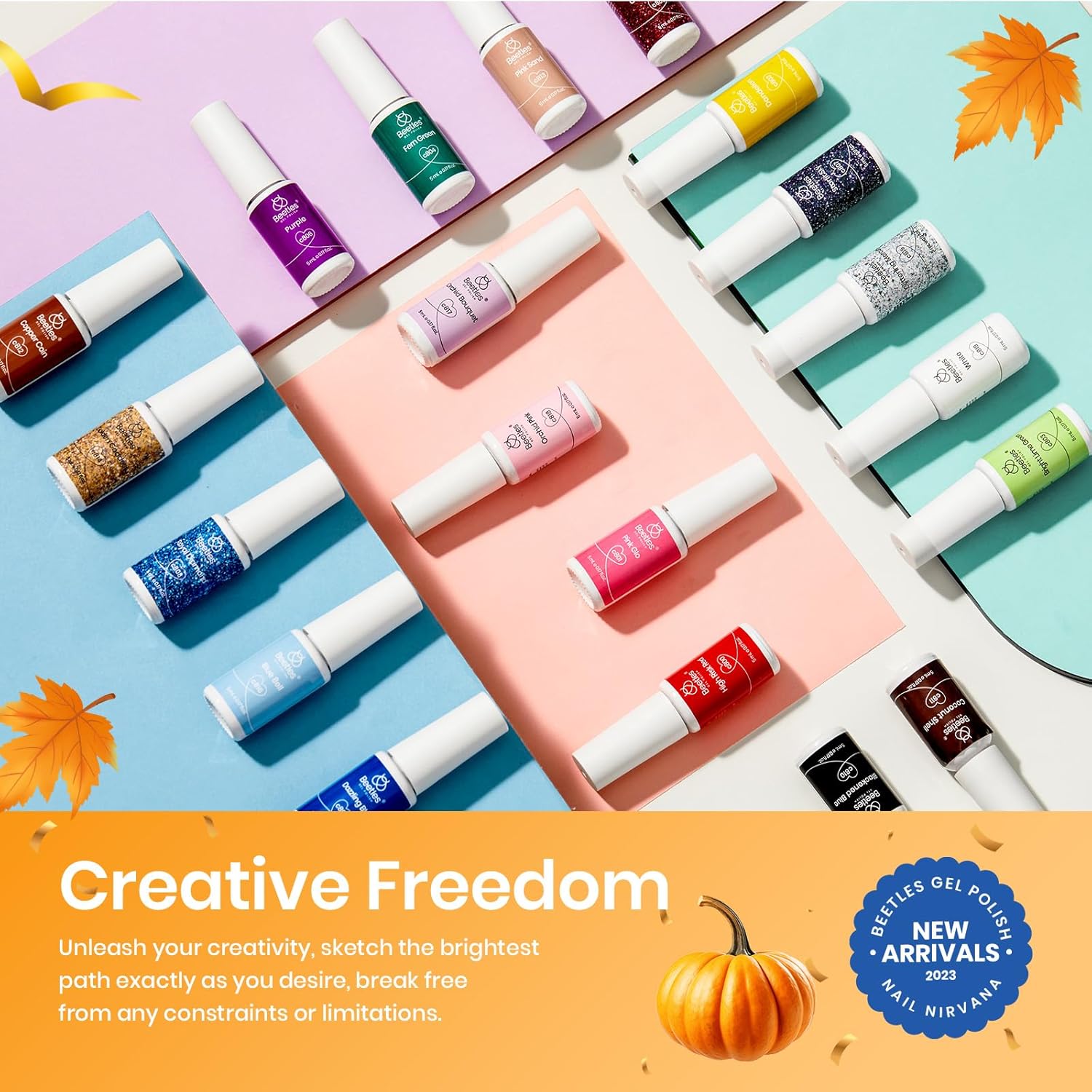 Beetles French Tip Gel Liner Nail Polish Set- 20 Colors Nail Art Polish Brown Glitter Pink Blue White Red Purple Swirl Gel Nails Polish Nails Art Painted Build in Thin Brush Manicure Gifts for Women-Velvo Beauty