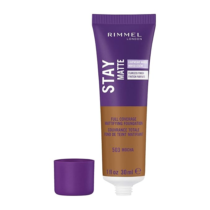 Rimmel London Stay Matte Liquid Mousse - 503 Mocha - Foundation, Lightweight, Shine Control, Oil-Free, 1oz-Velvo Beauty
