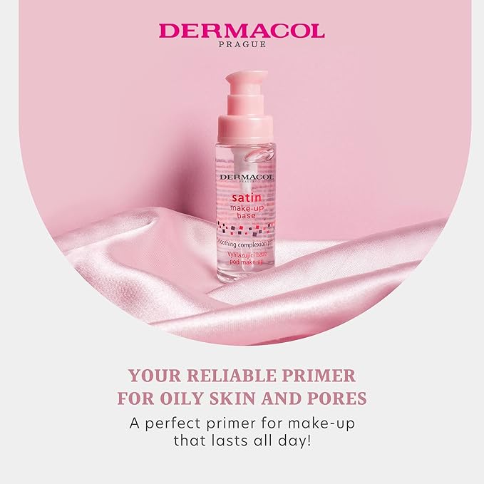 Dermacol - Satin Makeup Base, Matte Face Primer for Wrinkles and Pores, Transparent Makeup Primer for Oily Skin & Dry and Combination Skin, Easy to Blend Pore Filling Primer, No Preservatives, 30 mL-Velvo Beauty