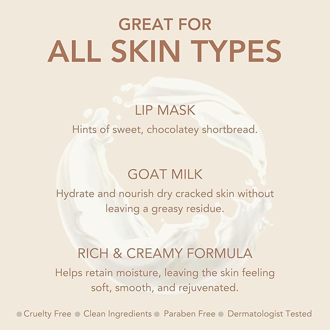 Dionis Goat Butter Overnight Leave On Lip Mask - Raspberry, Goat Milk, Jojoba & Moringa Oils Moisturize & Repair Cracked, Chapped & Dry Lips - Chocolate Shortbread Scented Formula Stays On All Night-Velvo Beauty