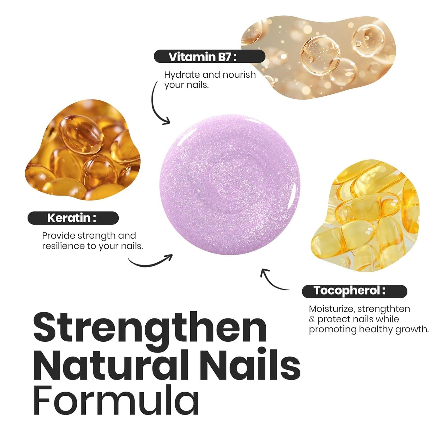 Beetles Glitter Nail Polish Set 6 Colors Glitter Fairy Gleam Quick Dry Nail Polish Shimmer Pink White Green Blue Purple Nail Lacquer Kit Fingernail Polish Diy Nail Art Gift For Women Girls-Velvo Beauty