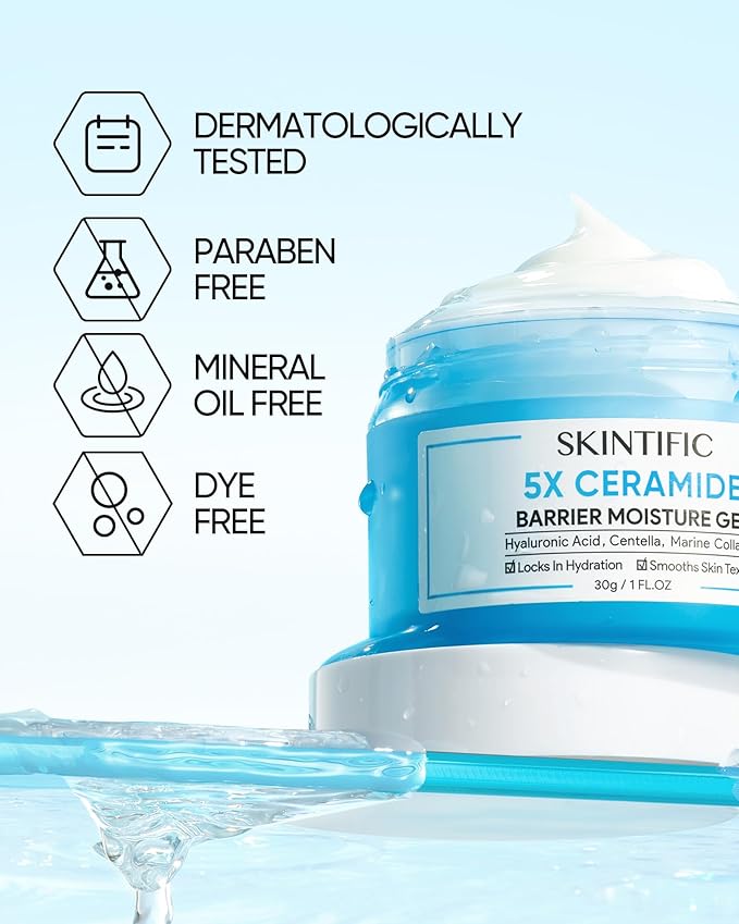 5X Ceramides Moisture Barrier Cream, Hydrating Skin Barrier Repair Face Moisturizer for All Skin Types with Hyaluronic Acid & Centella, Daily Moisturizer, Non-Comedogenic-Velvo Beauty