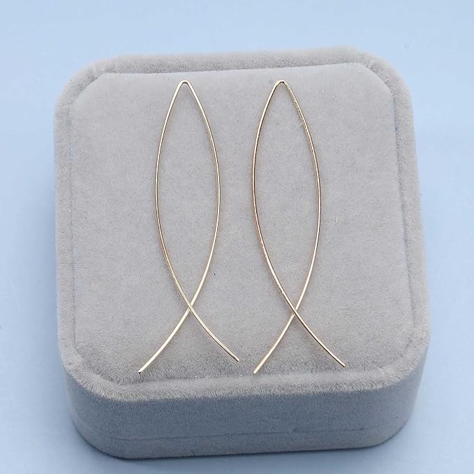 Boho Thin Arch Hoop Earrings Gold Threader Wire Earrings Open Hoop Earrings Minimal Everyday Earrings Jewelry for Women and Girls-Velvo Beauty
