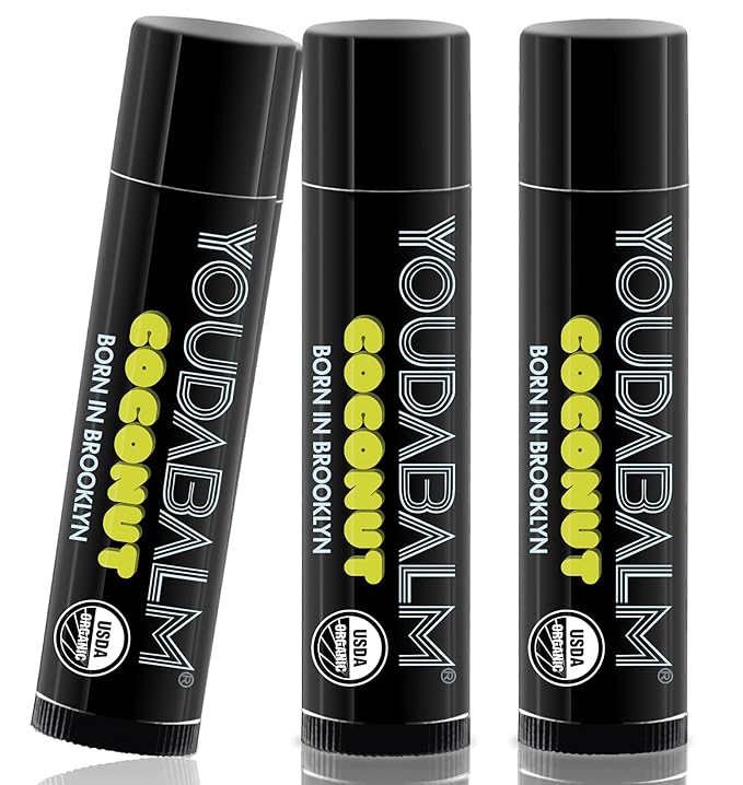 Organic Lip Balm, Coconut Flavor - 100% Natural Lip Moisturizer, USDA Certified - Lip Balm for Dry, Cracked Lips (3 Pack)-Velvo Beauty