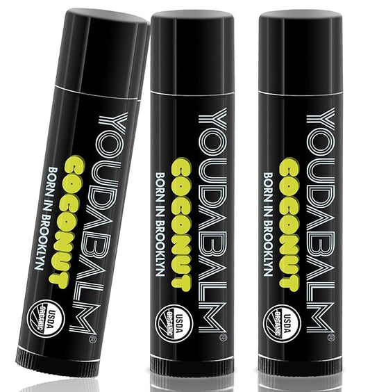 Organic Lip Balm, Coconut Flavor - 100% Natural Lip Moisturizer, USDA Certified - Lip Balm for Dry, Cracked Lips (3 Pack)-Velvo Beauty
