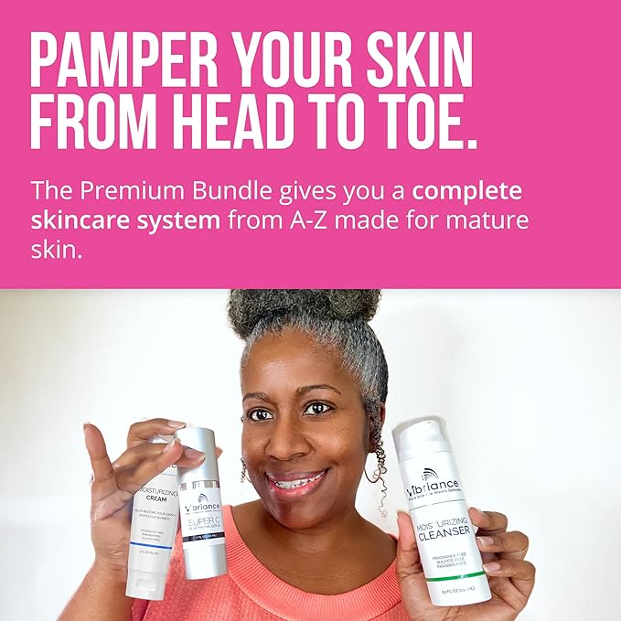 Vibriance Premium Skincare Bundle | Super C All-in-One Serum, Face Cleanser, Moisturizing Cream, Sheer Zinc Sunscreen SPF 50, Age Defying Body Creme - Heal, Hydrate, Protect, Rejuvenate-Velvo Beauty