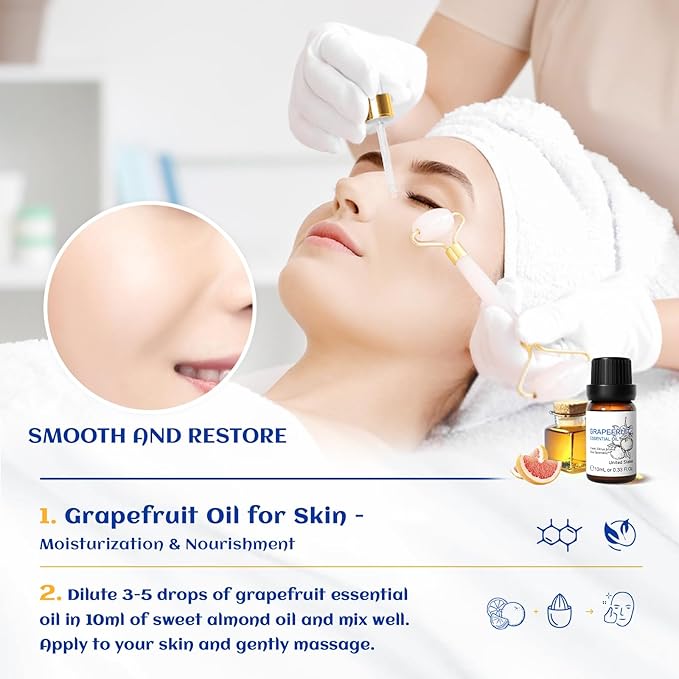 HIQILI Grapefruit Essential Oil, for Diffuser, Skin Care, 100% Pure and Natural - 0.33 Fl Oz-Velvo Beauty