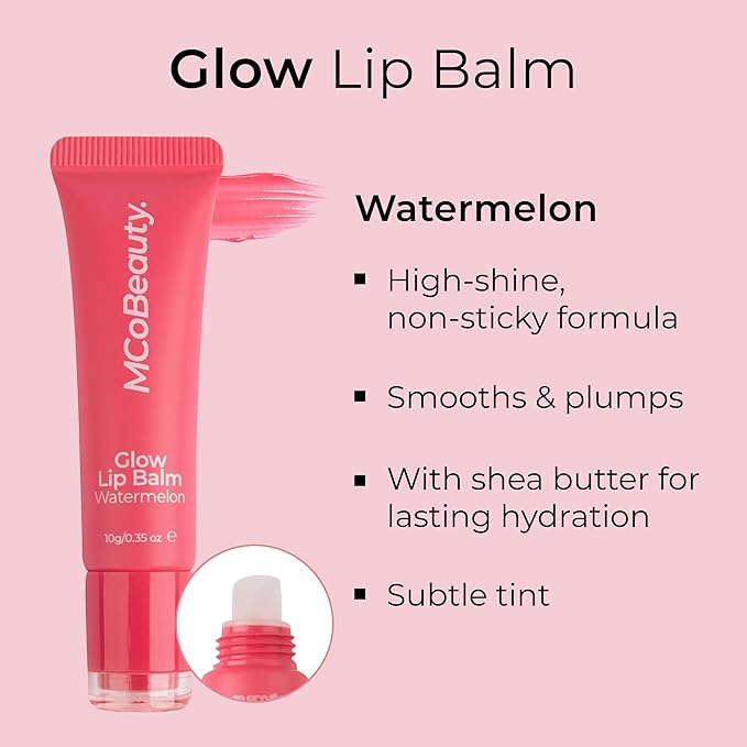 MCoBeauty Glow Lip Balm, Watermelon, Nourishing Tint for Luscious Lips, Vegan, Cruelty Free Cosmetics-Velvo Beauty