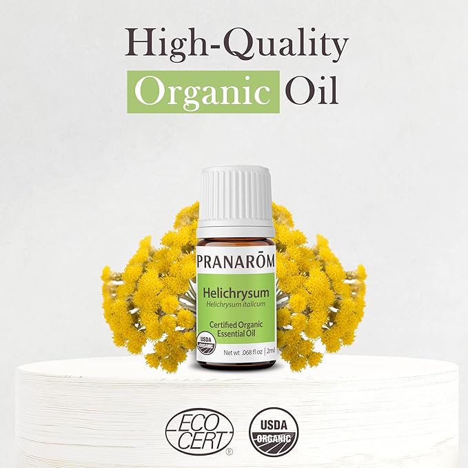 Pranarom USDA Certified Organic Helichrysum Essential Oil (2ml), 100% Pure Natural Therapeutic Grade for Skincare, Lotions, Aromatherapy, Diffusion, and Wellness-Velvo Beauty