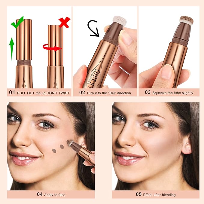 Mysense Liquid Highlighter Beauty Wand,Highlight Bronzer Stick with Sponge Tip,Silky Cream Glowing Face Highlighter Shimmer Finish,Lightweight Face Illuminator Makeup,#04 Highlighter-Pearl White-Velvo Beauty