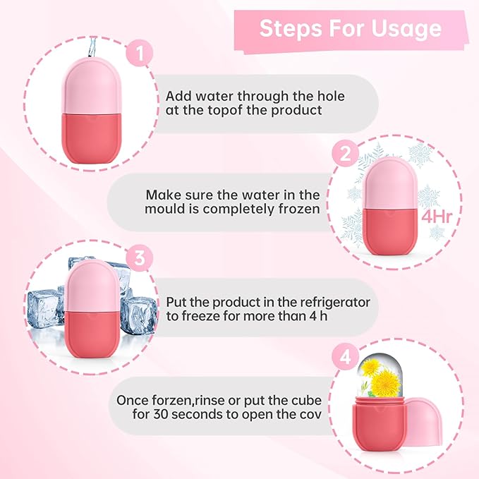 Coquette Ice Roller for Face and Eye, Ice Face Roller, Aesthetic Skin Care Tools Gifts for Women Cute Preppy Stuff,Silicone Ice Mold for Beauty(Pink)-Velvo Beauty