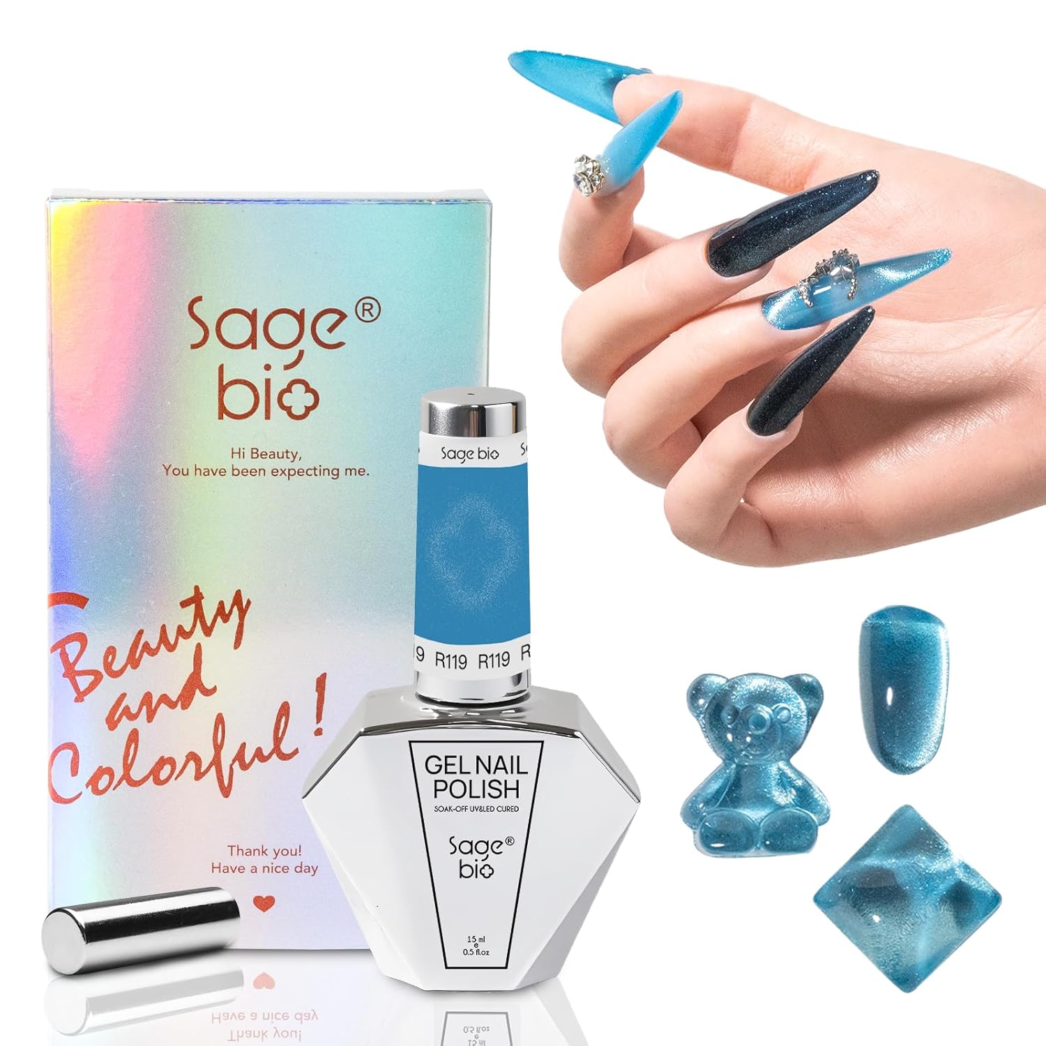 Multifunctional Cat Eye Gel Nail Polish, No Base or Top Coat Required, 15ml, Lasts Up to 4 Weeks, UV/LED Cured, Easy Application, R119-Velvo Beauty
