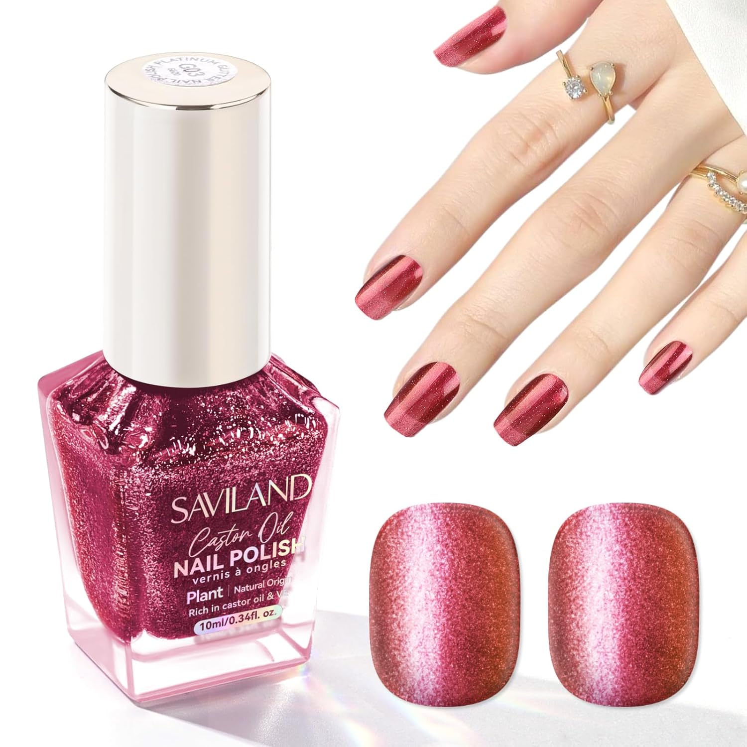 SAVILAND Color Artistry Chameleon Nail Polish - 7 Days Shimmer Dark Purple to Gold Color Shift Fast Dry Fingernail Polish, Metallic Sparkly Shiny Nail Lacquer Nail Art Salon Home-Velvo Beauty